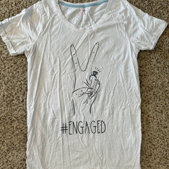 "#ENGAGED" WOMENS FITTED WHITE TSHIRT - Picture 1 of 7